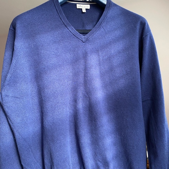 2XL Peter Millar Blue V-Neck Sweater Pima Cotton Silk Cashmere Nylon Men’s XX 2X - Picture 3 of 7